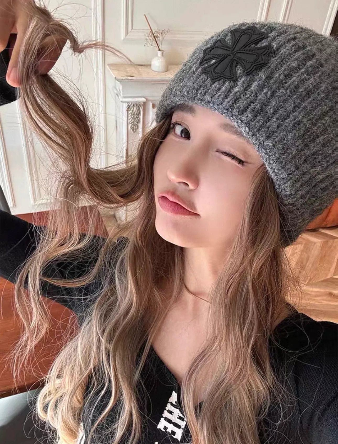 Internet celebrity style Croixin 🖤 Versatile woolen hat, same style for men and women, a must-have for sweet and cool outfits in autumn and winter‼ ️